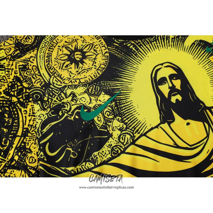 Chandal del Brasil Jesus 2024-2025 Manga Corta Amarillo - Pantalon Corto